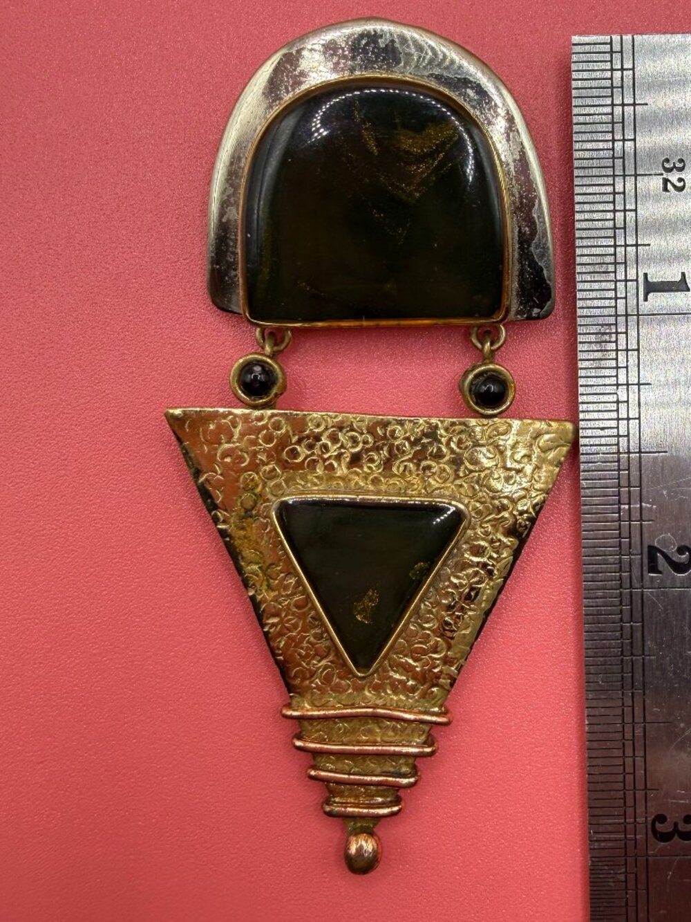 Vintage Modernist Abstract Silver Copper Gold Brooch